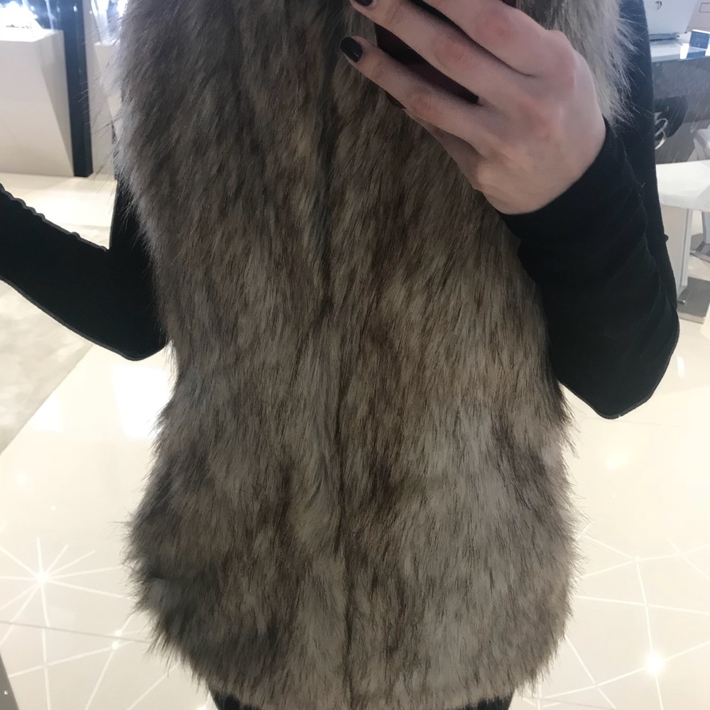 Brown faux fur vest